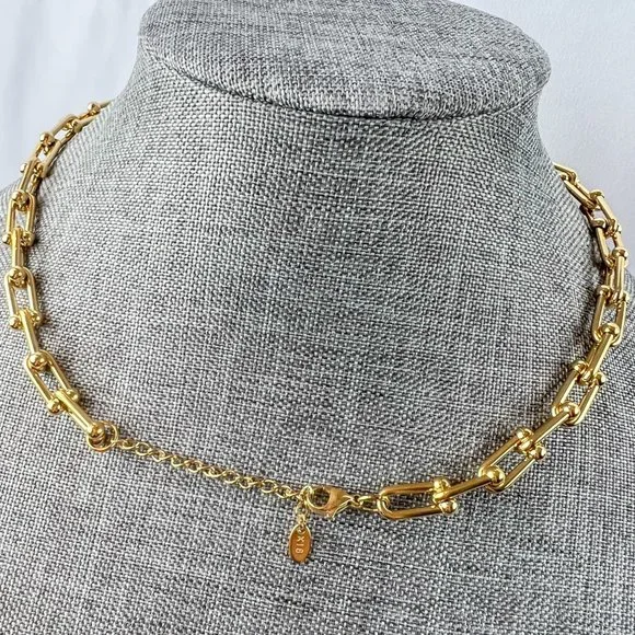 Gold Chunky Chain Necklace Thick Gold Chain Necklace U Chain Necklace Choker - Picture 4 of 8